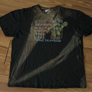 MTV Vintage Black and Brown Dye Short Sleeve Tee Size Large 90’s Size L Rare Y2k